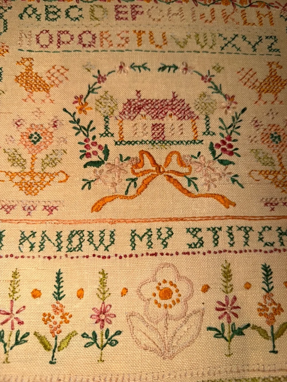 VTG Cross Stitch Sanpler Framed